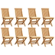 Sedie da Giardino con Cuscini Crema 8 pz in Massello di Teak