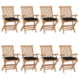 Sedie da Giardino con Cuscini Neri 8pz Legno Massello di Teak