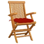 Sedie da Giardino con Cuscini Rossi 3pz Legno Massello di Teak