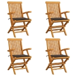Sedie da Giardino con Cuscini Tortora 4 pz Legno Massello Teak