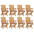 Sedie da Giardino Cuscini Motivo Quadri Rosso 8pz Massello Teak