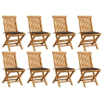Sedie da Giardino e Cuscini Grigio Talpa 8 pz Massello di Teak