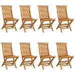 Sedie da Giardino e Cuscini Verde Brillante 8 pz Massello Teak