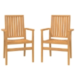 Sedie da Giardino Impilabili 2 pz 56,5x57,5x91 cm Massello Teak