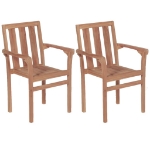Sedie da Giardino Impilabili 2 pz in Legno Massello di Teak