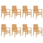 Sedie da Giardino Impilabili 8 pz 56,5x57,5x91 cm Massello Teak