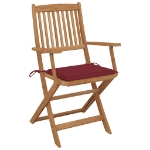 Sedie da Giardino Pieghevoli 4 pz con Cuscini Massello Acacia