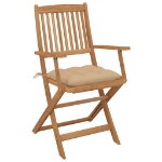 Sedie da Giardino Pieghevoli 4 pz con Cuscini Massello Acacia