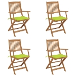 Sedie da Giardino Pieghevoli 4 pz con Cuscini Massello Acacia