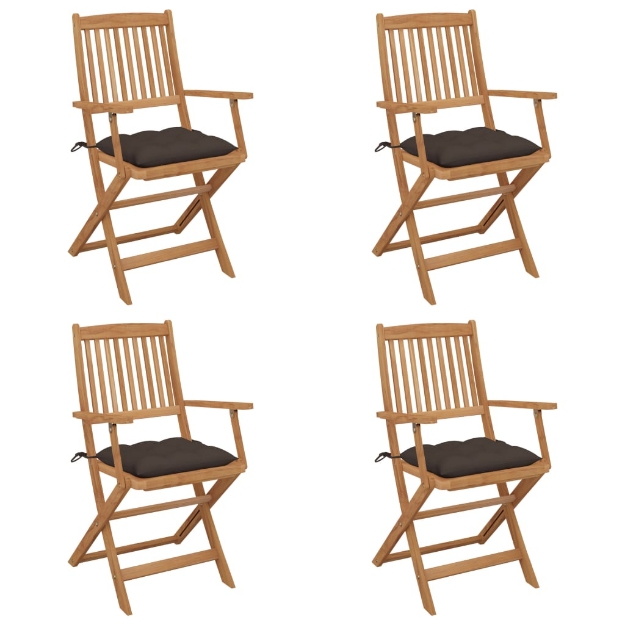 Sedie da Giardino Pieghevoli 4 pz con Cuscini Massello Acacia