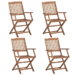 Sedie da Giardino Pieghevoli 4 pz con Cuscini Massello Acacia