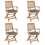 Sedie da Giardino Pieghevoli 4 pz con Cuscini Massello Acacia