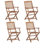 Sedie da Giardino Pieghevoli 4 pz con Cuscini Massello Acacia