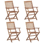 Sedie da Giardino Pieghevoli 4 pz con Cuscini Massello d'Acacia