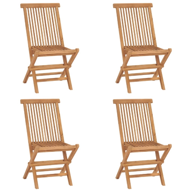 Sedie da Giardino Pieghevoli 4 pz in Legno Massello di Teak