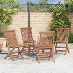 Sedie da Giardino Pieghevoli 4 pz in Legno Massello di Teak