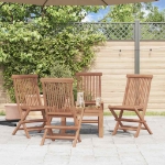 Sedie da Giardino Pieghevoli 4 pz in Legno Massello di Teak