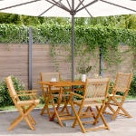 Sedie da Giardino Pieghevoli 4pz Beige Legno Massello di Acacia