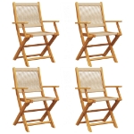 Sedie da Giardino Pieghevoli 4pz Beige Legno Massello di Acacia