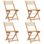 Sedie da Giardino Pieghevoli 4pz Beige Tessuto e Legno Massello
