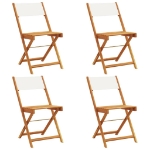 Sedie da Giardino Pieghevoli 4pz Bianco Crema Tessuto e Legno
