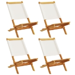 Sedie da Giardino Pieghevoli 4pz Bianco Crema Tessuto e Legno