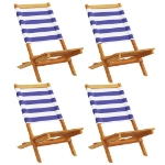 Sedie da Giardino Pieghevoli 4pz Blu e Bianco Tessuto e Legno