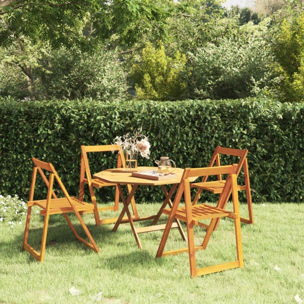 Sedie da Giardino Pieghevoli 4pz in Legno Massello di Acacia