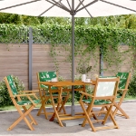Sedie da Giardino Pieghevoli 4pz Verde Tessuto e Legno Massello
