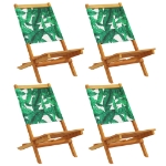 Sedie da Giardino Pieghevoli 4pz Verde Tessuto e Legno Massello