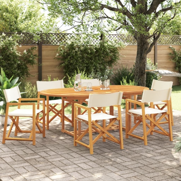 Sedie da Giardino Pieghevoli 6 pz Bianco Crema in Tessuto