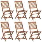 Sedie da Giardino Pieghevoli 6 pz in Legno Massello di Acacia