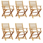Sedie da Giardino Pieghevoli 6pz Beige Legno Massello di Acacia