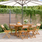 Sedie da Giardino Pieghevoli 6pz Beige Tessuto e Legno Massello
