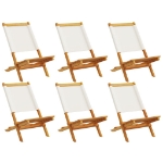 Sedie da Giardino Pieghevoli 6pz Bianco Crema Tessuto e Legno