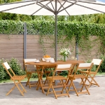 Sedie da Giardino Pieghevoli 6pz Bianco Crema Tessuto e Legno