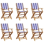 Sedie da Giardino Pieghevoli 6pz Blu e Bianco Tessuto e Legno