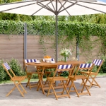 Sedie da Giardino Pieghevoli 6pz Blu e Bianco Tessuto e Legno