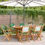 Sedie da Giardino Pieghevoli 6pz Verde Tessuto e Legno Massello