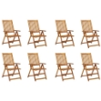 Sedie da Giardino Pieghevoli 8 pz in Legno Massello di Acacia