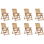 Sedie da Giardino Pieghevoli 8 pz in Legno Massello di Acacia