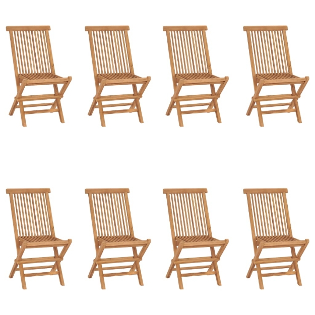 Sedie da Giardino Pieghevoli 8 pz in Legno Massello di Teak