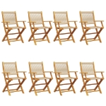 Sedie da Giardino Pieghevoli 8pz Beige Legno Massello di Acacia