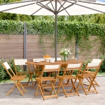 Sedie da Giardino Pieghevoli 8pz Bianco Crema Tessuto e Legno