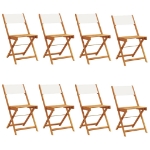 Sedie da Giardino Pieghevoli 8pz Bianco Crema Tessuto e Legno