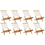 Sedie da Giardino Pieghevoli 8pz Bianco Crema Tessuto e Legno