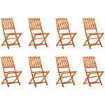 Sedie da Giardino Pieghevoli 8pz in Legno Massello di Eucalipto