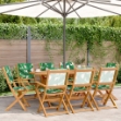 Sedie da Giardino Pieghevoli 8pz Verde Tessuto e Legno Massello