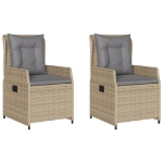 Sedie da Giardino Reclinabili 2 pz Beige Polyrattan