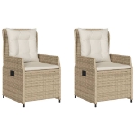 Sedie da Giardino Reclinabili 2 pz Beige Polyrattan